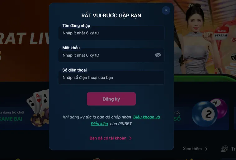 Đăng Ký Rikbet Hướng Dẫn Mở Tài Khoản Nhanh Chóng Trong Vài Phút
