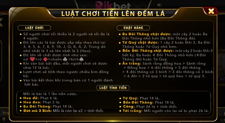 Tiến Lên Đếm Lá Tại RikBet Trò Chơi Thẻ Bài Sôi Động Với Lối Chơi Kịch Tính