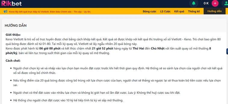 Trải Nghiệm Đỉnh Cao Game Keno Vietlottt Tại RikBet Với Những Màn Đối Đầu Siêu Căng
