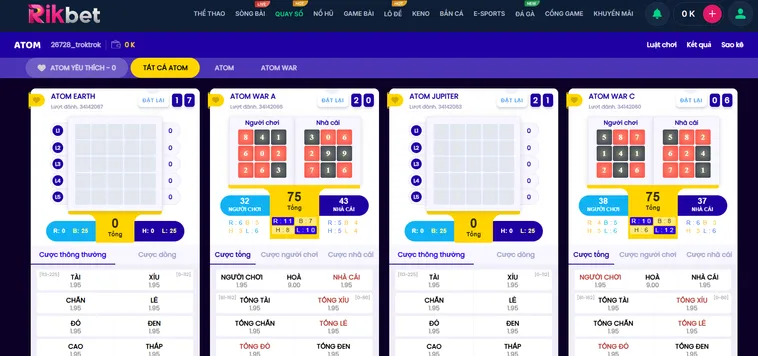 Quay Số Atom tại RikBet Trải Nghiệm Những Vòng Quay May Mắn Đỉnh Cao