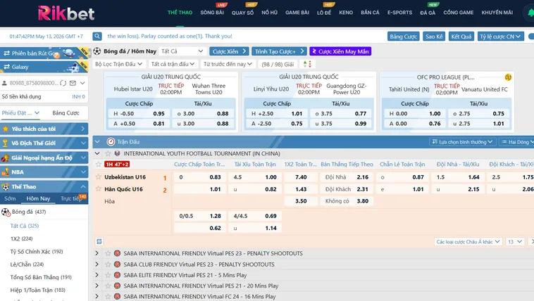 Thể Thao SABA Sports RikBet Đỉnh Cao Cá Cược Thể Thao Hiện Đại Siêu Hấp Dẫn