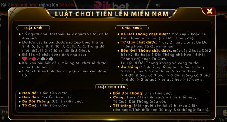 Hướng Dẫn Cách Chơi Tiến Lên Miền Nam Tại RikBet Trực Tuyến Đơn Giản Nhất